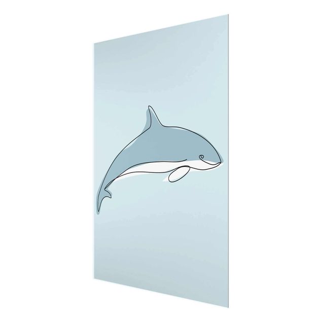 Quadro in vetro - Dolphin Line Art - Verticale 4:3