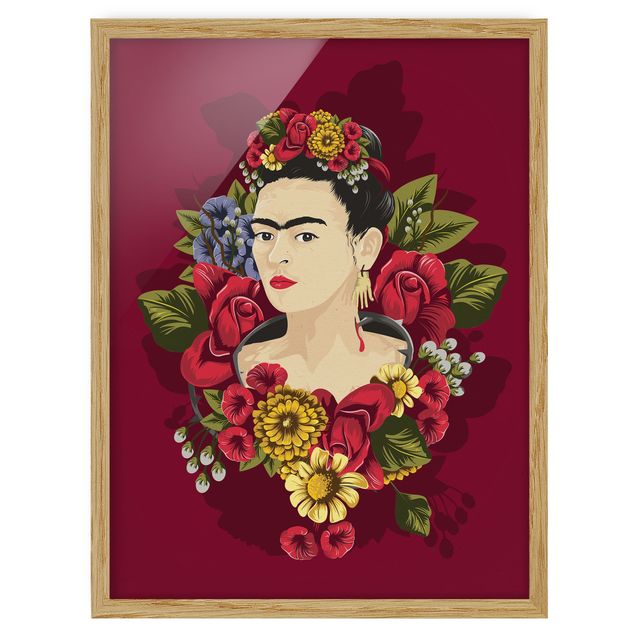 Poster con cornice - Frida Kahlo - Roses - Verticale 4:3