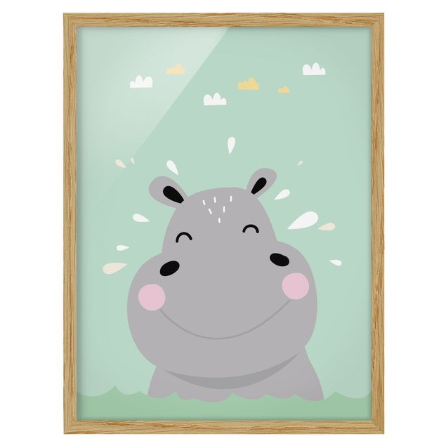 Poster con cornice - The Happy Hippo - Verticale 4:3