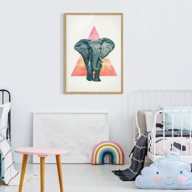 Poster con cornice - Illustrazione Elephant anteriore Triangolo Pittura - Verticale 4:3