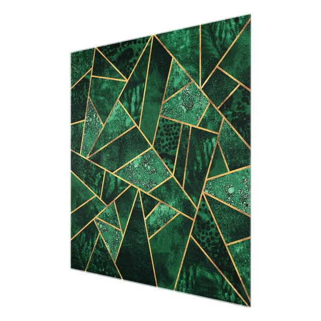 Quadro in vetro - Dark Emerald con oro - Quadrato 1:1