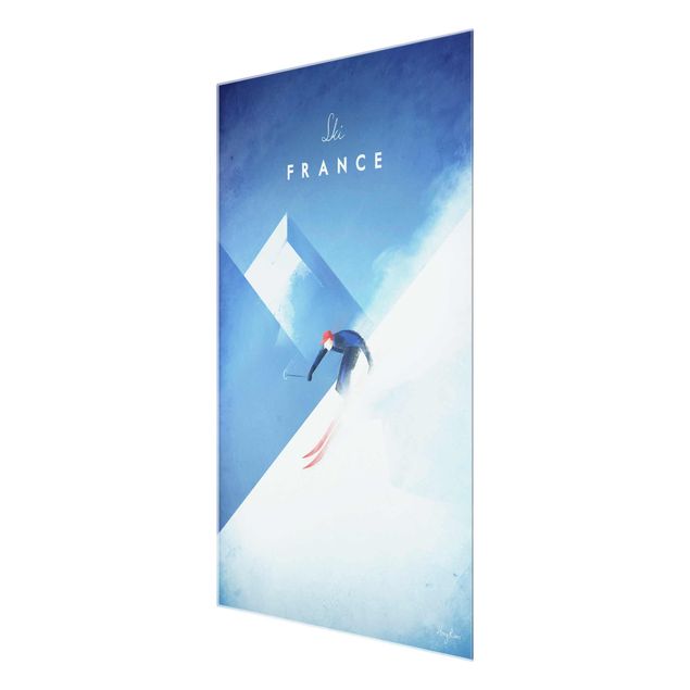 Quadro in vetro - Viaggi Poster - Sciare in Francia - Verticale 3:2