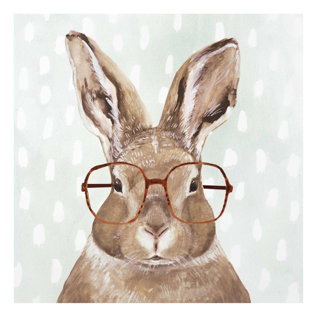 Quadro in vetro - Animals With Glasses - Rabbit - Quadrato 1:1