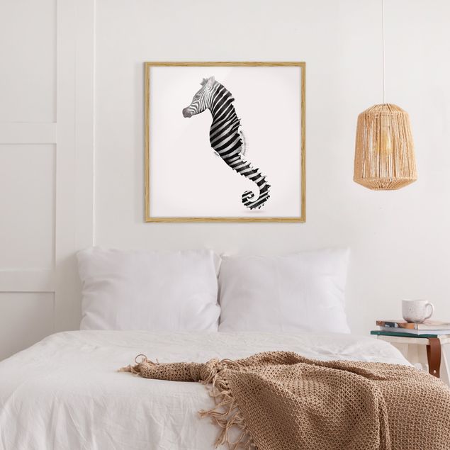 Poster con cornice - Seahorse Con Zebra Stripes - Quadrato 1:1