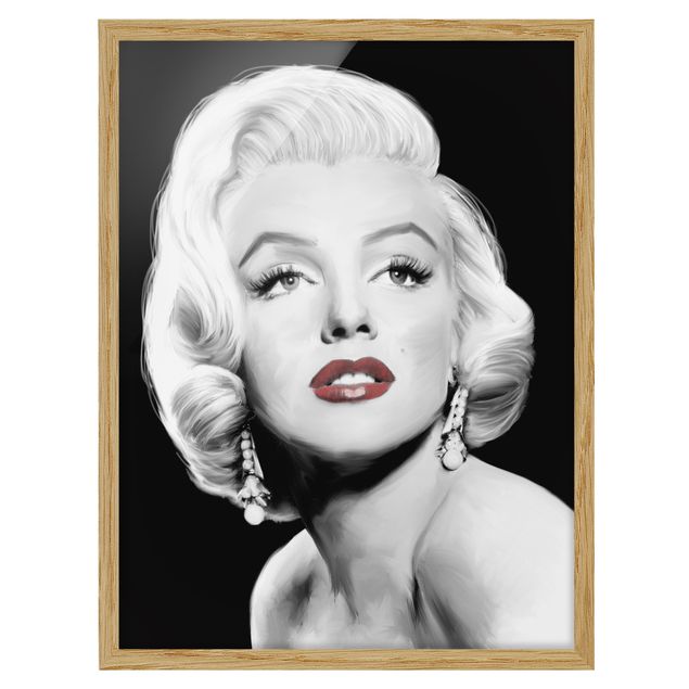 Poster con cornice - Marilyn Con Gli Orecchini - Verticale 4:3