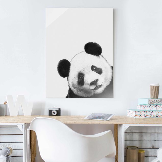 Lavagna magnetica vetro Illustrazione - Panda Disegno in bianco e nero