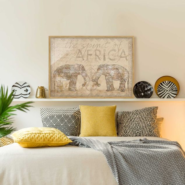 Poster con cornice - Vintage Collage - Spirit of Africa - Orizzontale 3:4
