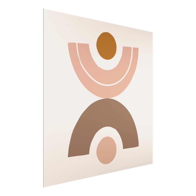 Quadro in vetro - Line Art astratta pastello Forme - Quadrato 1:1