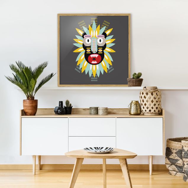 Poster con cornice - Collage Mask Ethnic - King Kong - Quadrato 1:1