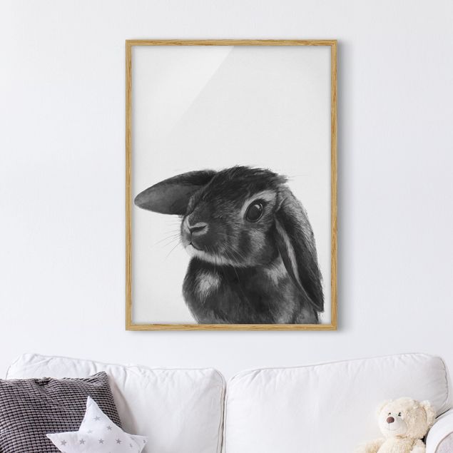 stampe animali Illustrazione - Coniglio - Disegno in bianco e nero