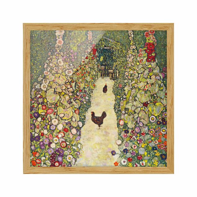 Poster con cornice - Gustav Klimt - via Giardino con polli