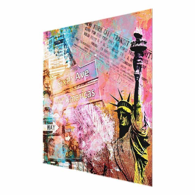 Quadro in vetro - Sixth Avenue New York Collage - Quadrato 1:1