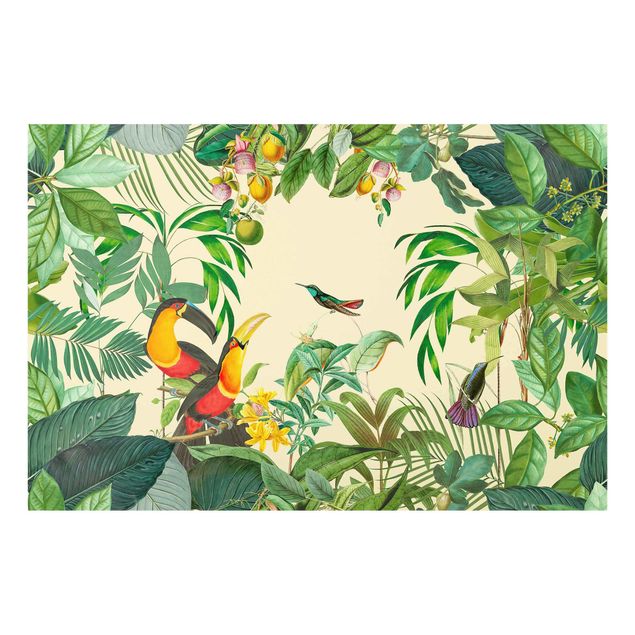 Quadro in vetro - Vintage Collage - Birds In The Jungle - Orizzontale 2:3