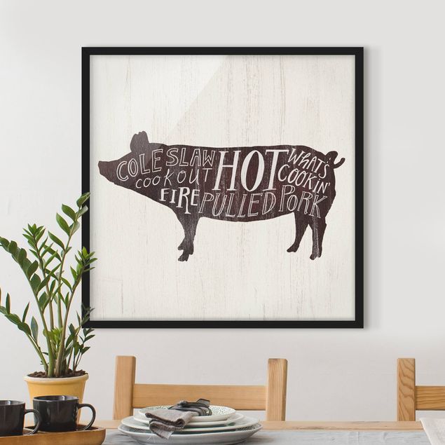 Poster con cornice - Farm BBQ - Pig - Quadrato 1:1
