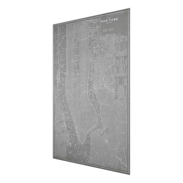 Quadro in vetro - Vintage mappa di New York Manhattan - Verticale 4:3