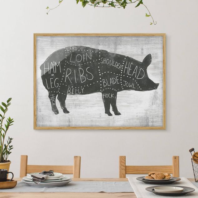 Poster con cornice - Butcher Board - Pig - Orizzontale 3:4