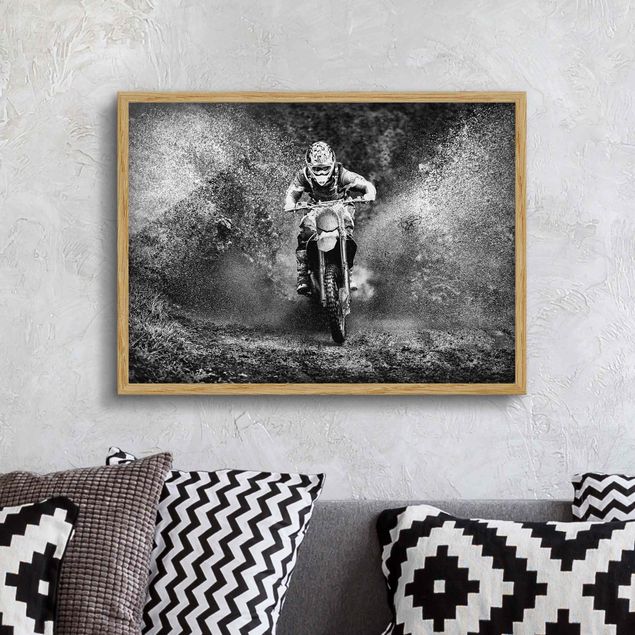 Poster con cornice - Motocross In The Mud - Orizzontale 3:4