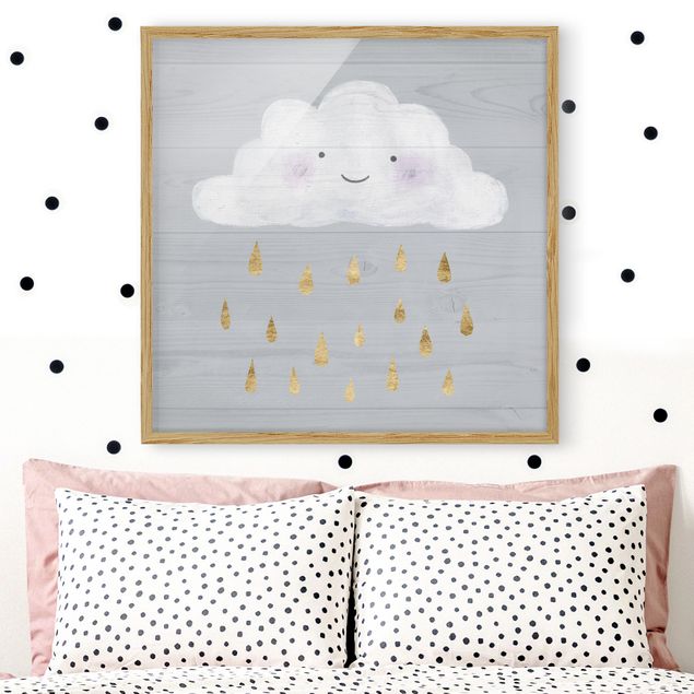 Poster con cornice - Cloud With Golden Raindrops - Quadrato 1:1