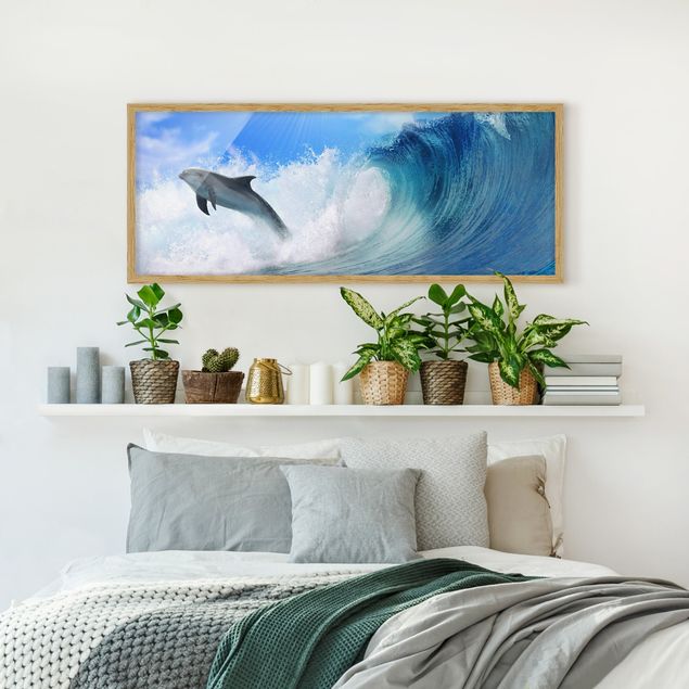 Poster con cornice - Giocare Delfini - Panorama formato orizzontale