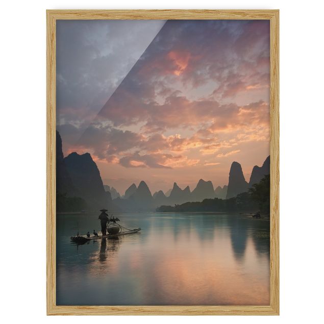 Poster con cornice - Alba sul fiume cinese - Verticale 4:3