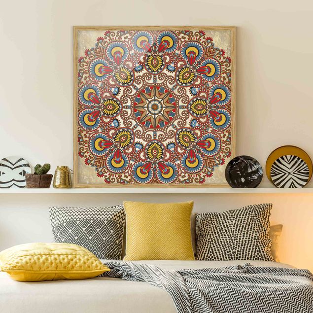 Poster con cornice - Colored Mandala - Quadrato 1:1