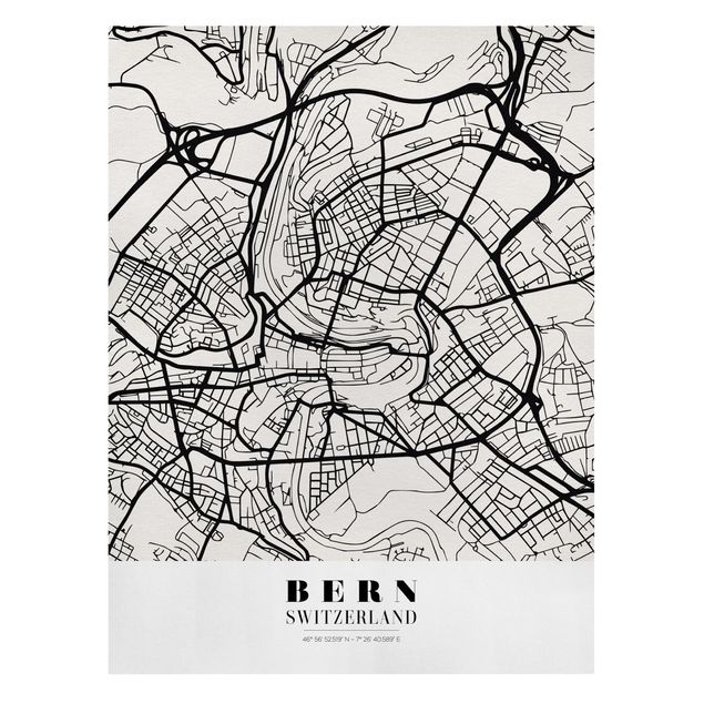 Stampa su tela Mappa di Berna - Classica