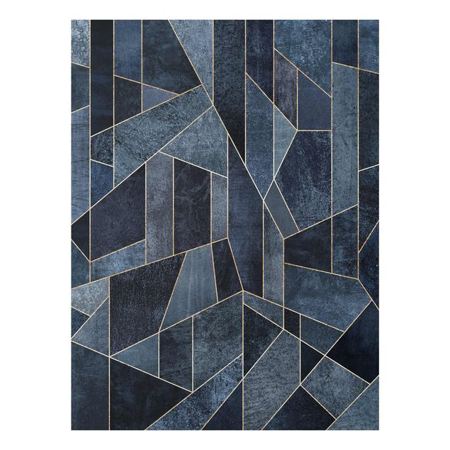 Quadro in vetro - Blu Geometria Acquerello - Verticale 4:3