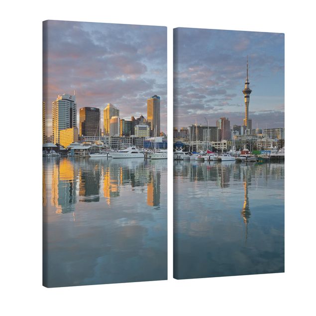 Stampa su tela 2 parti - Auckland skyline sunset - Verticale 2:1