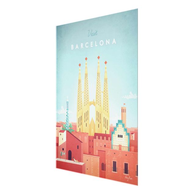 Quadro in vetro - Poster viaggio - Barcellona - Verticale 4:3