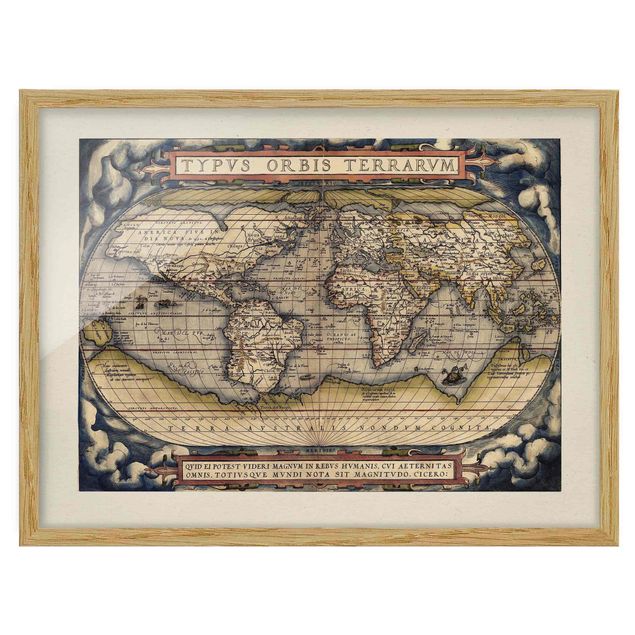 Poster con cornice - Historic tipo World Map Orbis Terrarum - Orizzontale 3:4