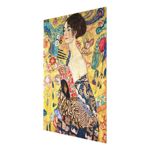 Quadro in vetro - Gustav Klimt - Donna con ventaglio - Verticale 4:3