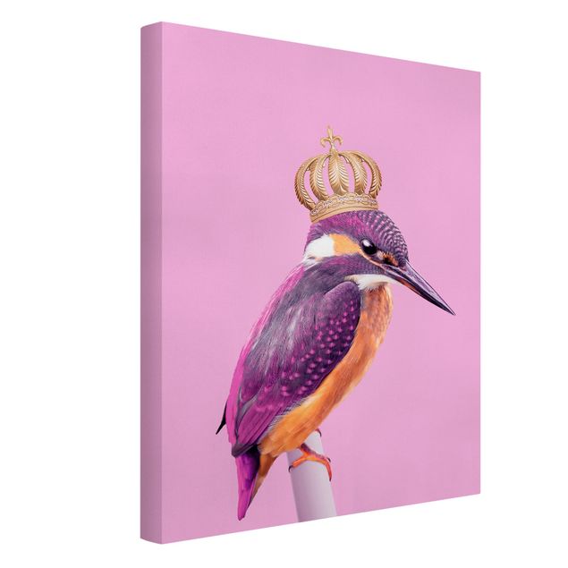 Stampe su tela animali Martin pescatore rosa con corona
