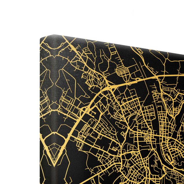 Quadro su tela oro - Pianta della città Salisburgo - Classico nero