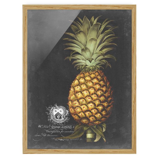 Poster con cornice - Vintage Royales foglie su fondo nero V - Verticale 4:3