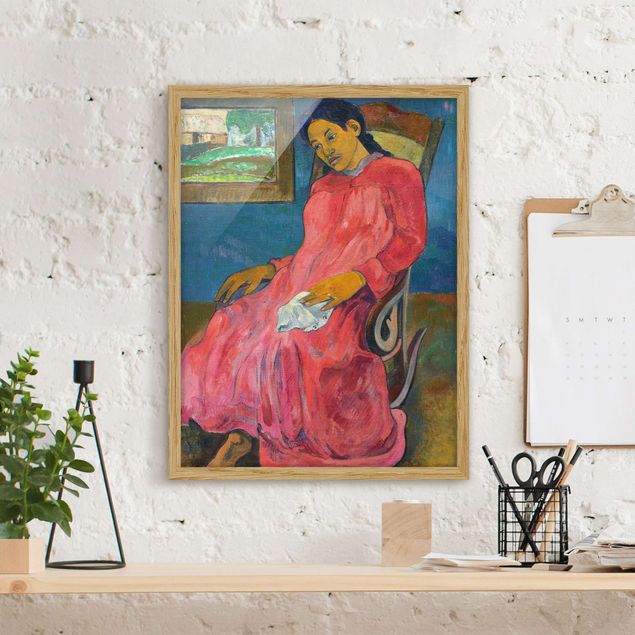 Poster con cornice - Paul Gauguin - Faaturuma (Melancholic) - Verticale 4:3