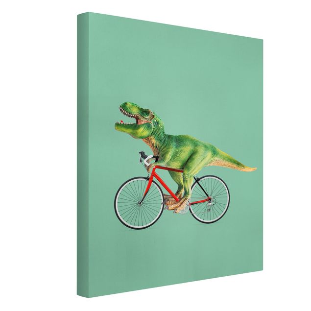 Stampe su tela Dinosauro con bicicletta