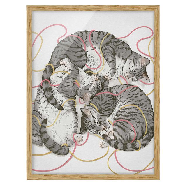 Poster con cornice - Illustrazione Grey Cat Pittura - Verticale 4:3