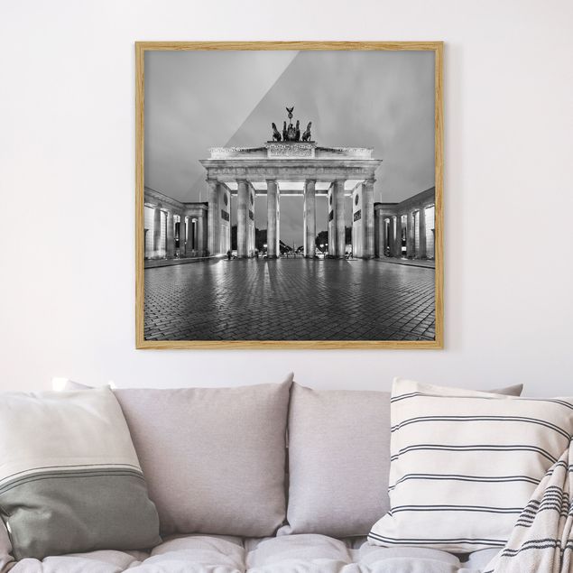 Poster con cornice - Illuminated Brandenburg Gate II - Quadrato 1:1