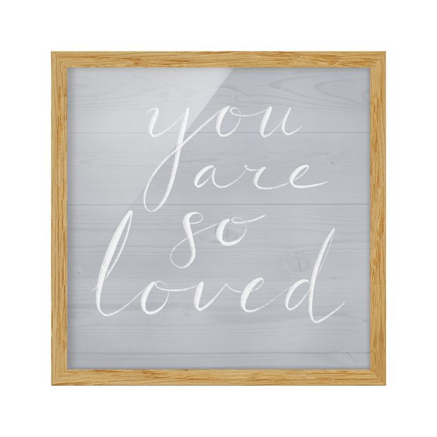 Poster con cornice - Wooden Wall Gray - Loved - Quadrato 1:1