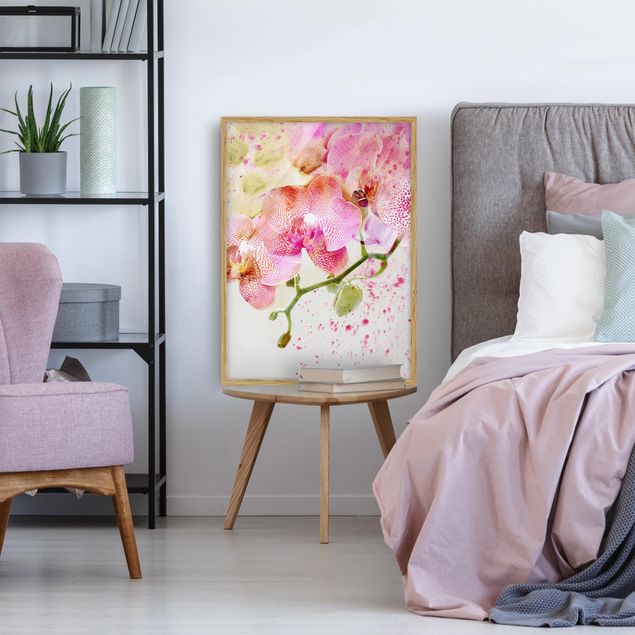 Poster con cornice - Watercolor Flowers Orchids - Verticale 4:3