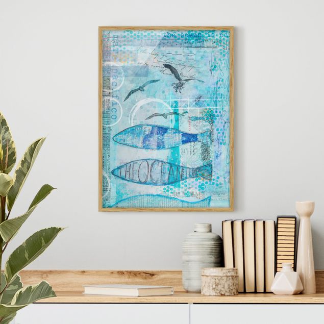 Poster con cornice - Colorato collage - Bluefish - Verticale 4:3