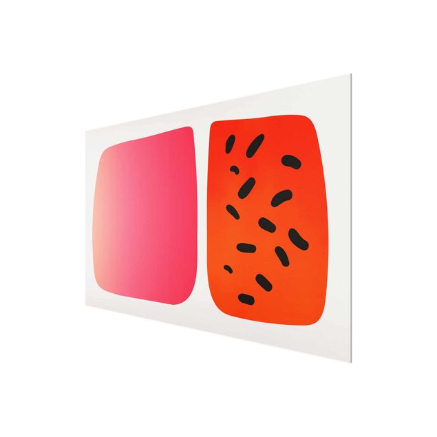 Quadro in vetro - Forme astratte - melone e rosa - Orizzontale 2:3