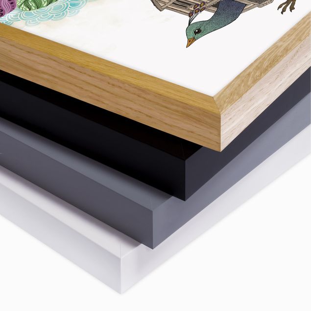 Poster con cornice - Illustrazione Bird House con le piume - Verticale 4:3
