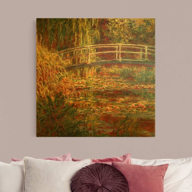 Tele con paesaggi Claude Monet - Stagno di ninfee e ponte giapponese (Armonia in rosa)