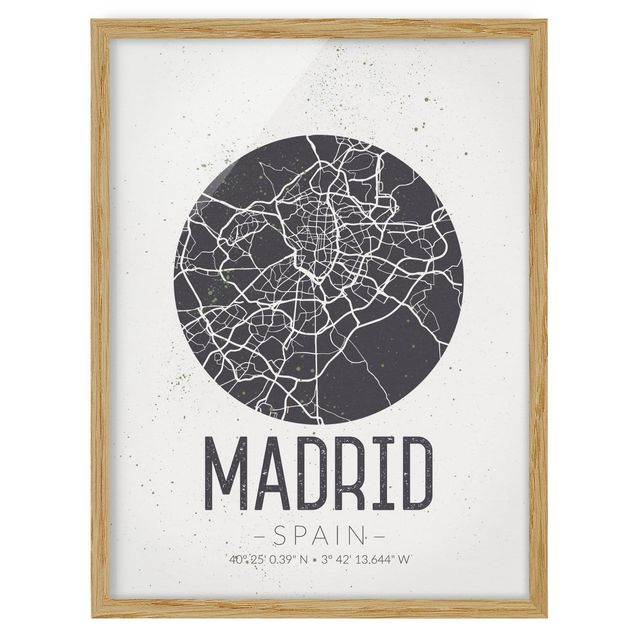 Poster con cornice - Madrid City Map - Retro - Verticale 4:3