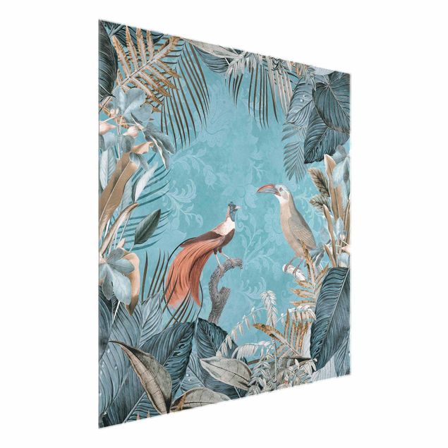 Quadro in vetro - Vintage Collage - Birds Of Paradise - Quadrato 1:1