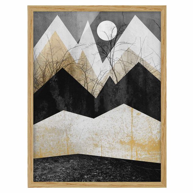 Poster con cornice - Oro Montagne Branches - Verticale 4:3