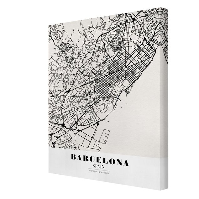 Stampa su tela - Barcelona City Map - Classic - Verticale 3:4