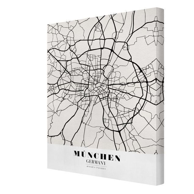 Stampa su tela - Munich City Map - Classic - Verticale 3:4
