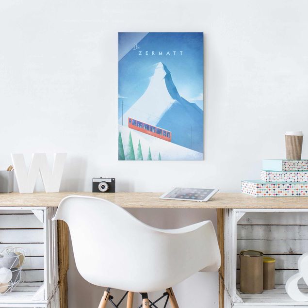 Quadro in vetro - Poster di viaggio - Zermatt - Verticale 3:2